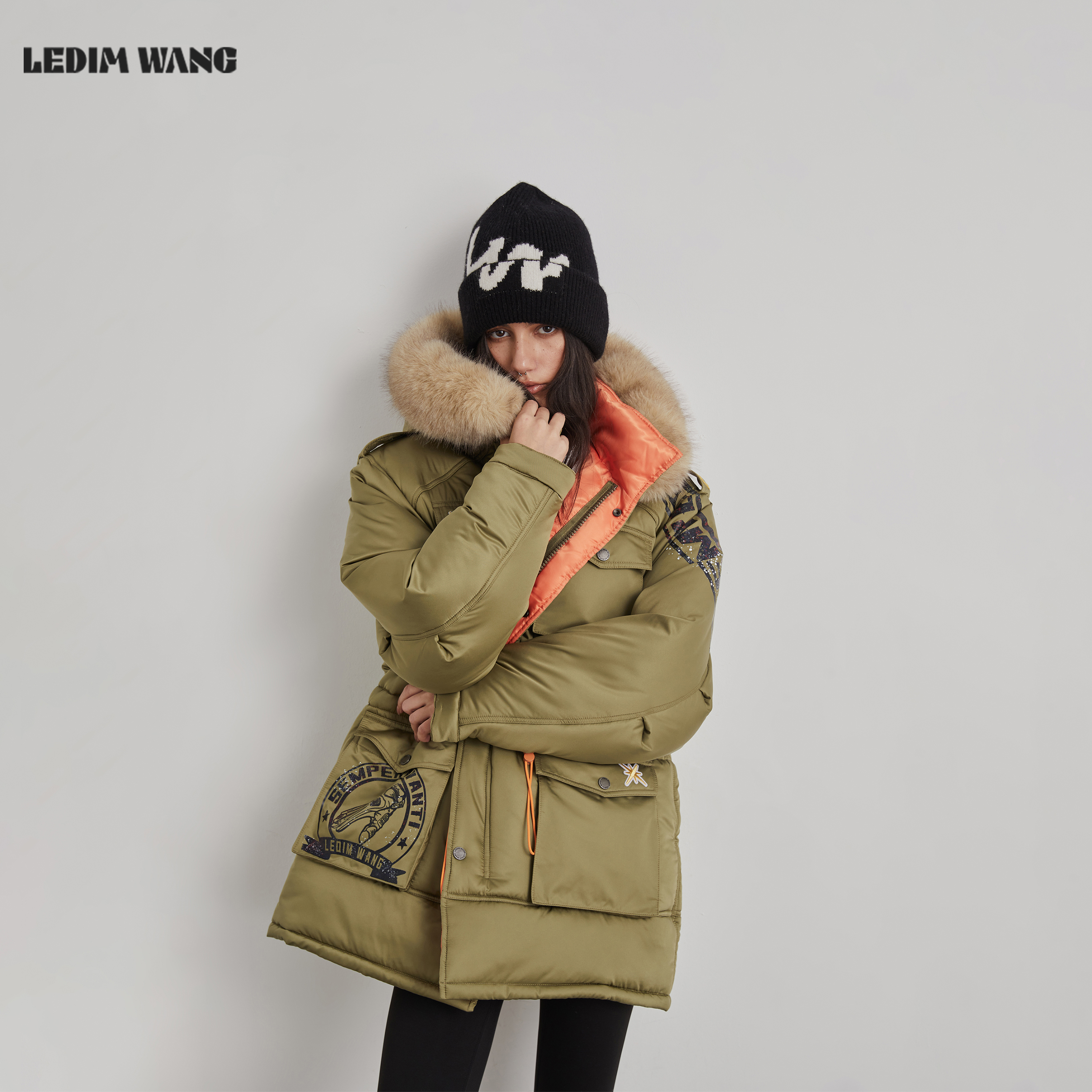 LEDIMWANG街头涂鸦长款棉服外套