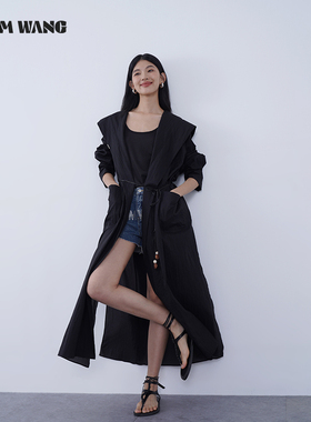 LEDIM WANG薄款连帽防晒衣女2024夏季新款设计师原创长款外穿风衣
