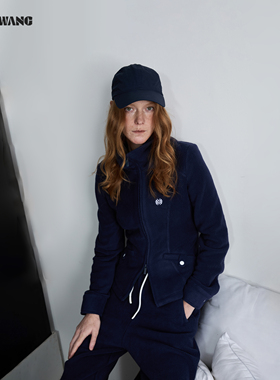 LEDIM WANG摇粒绒修身外套女25秋冬新款温暖收腰休闲藏青色上衣