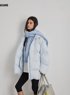 LEDIM WANG白标/量感暖核泡芙羽绒服女25冬新款白鹅绒冰川蓝上衣