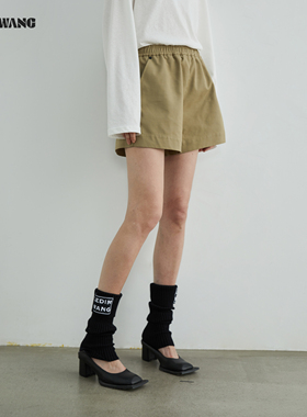LEDIM WANG红标/高智垂感松紧休闲西裤女卡其色2025秋季新款短裤