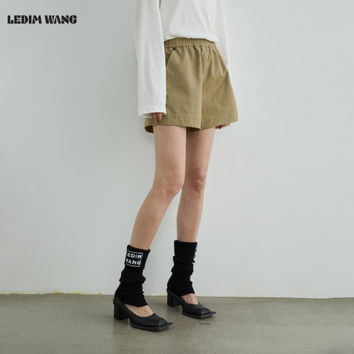 LEDIMWANG高智垂感松紧短裤卡其