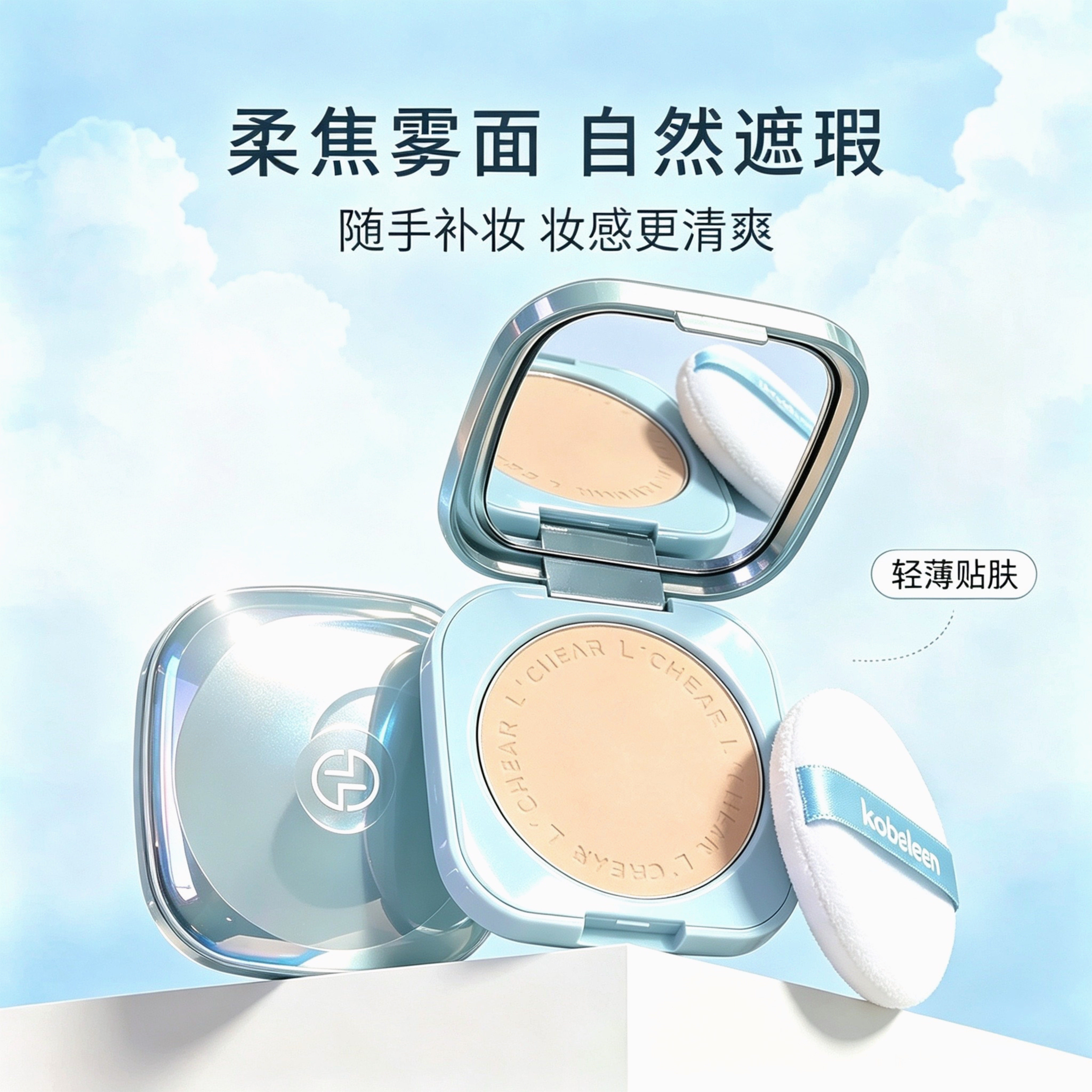 粉饼磨皮遮瑕定妆持久控油不脱妆干湿两用干油皮补妆自然妆感2026