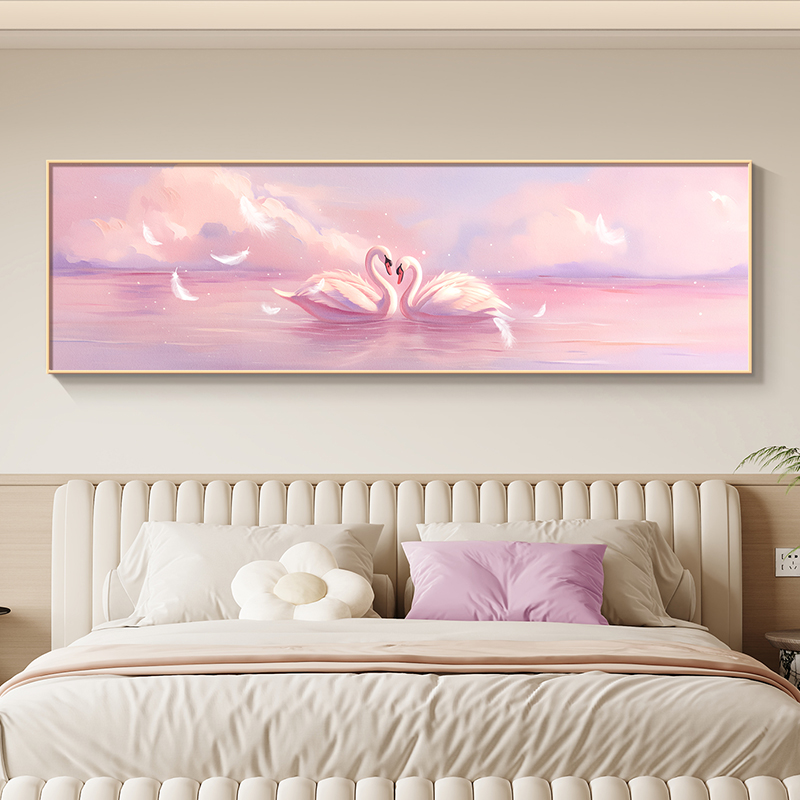 画之楼现代简约天鹅卧室装饰画