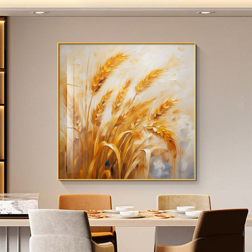 画之楼餐厅现代简约黄金麦穗挂画
