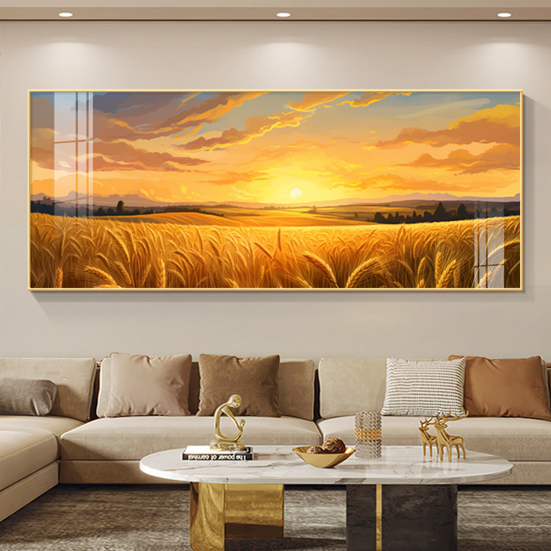 旭日东升客厅装饰画丰收麦田日出东方装饰画沙发背景墙大尺寸壁画,家居饰品,现代装饰画,淘宝优惠券,粉丝福利购,淘宝优惠卷