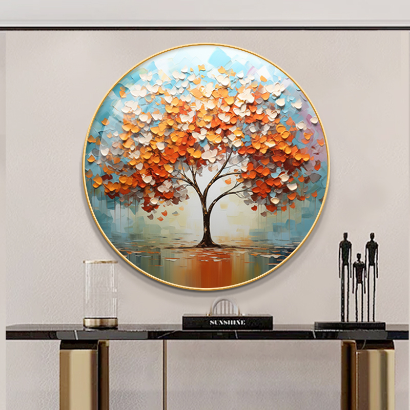 画之楼入户玄关圆形挂画发财树