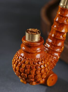 好货老竹根手工打磨纯铜文玩老式男士烟斗烟嘴烟丝旱烟过滤嘴便携