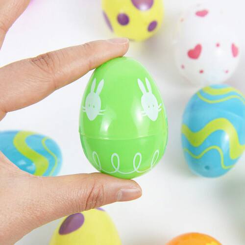 好货12/24Pcs Colorful Easter Egg Fillable Plastic Easter Par