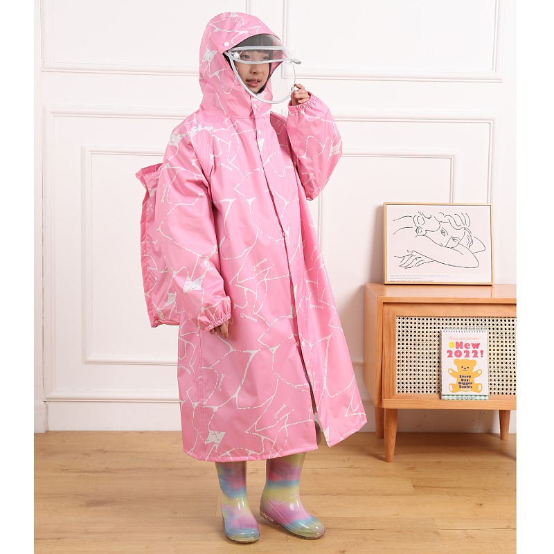 防暴雨儿童雨衣小学初高中学生男女童带拉炼双帽簷雨披加长款全身
