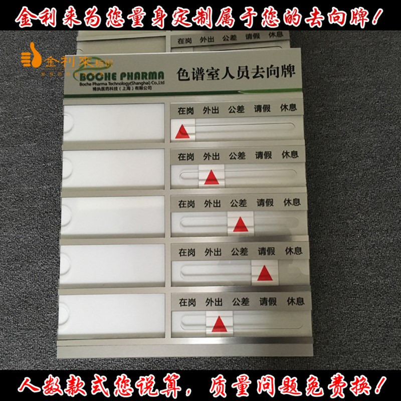 新款亚克力员工指示牌定做 人员去向牌标牌办公室工作人员出勤牌