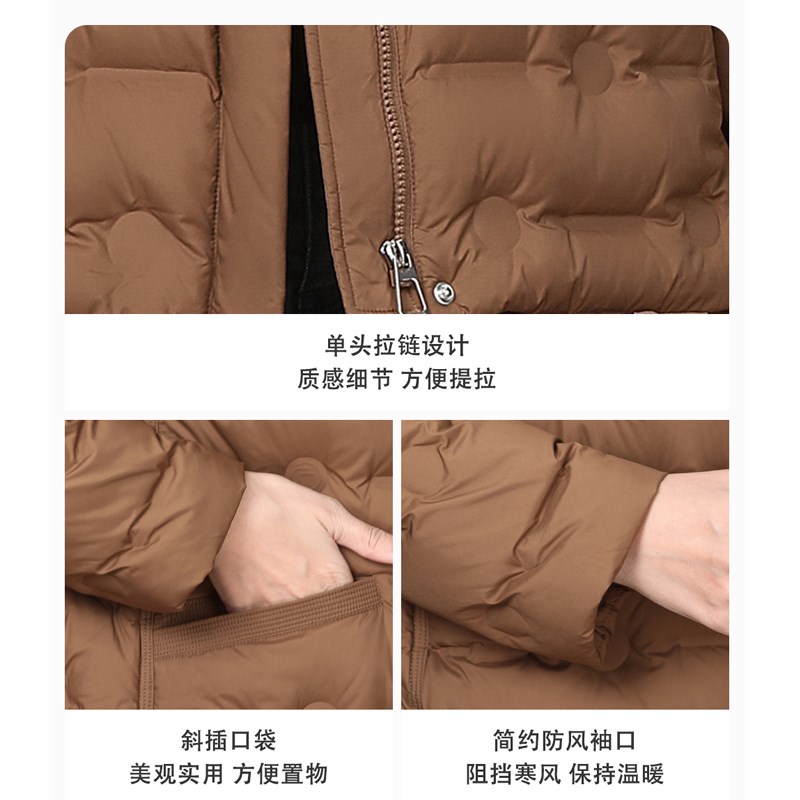 好货咖色羽绒服短款妈妈装2025年新款冬季轻薄款外套白鸭绒小个子