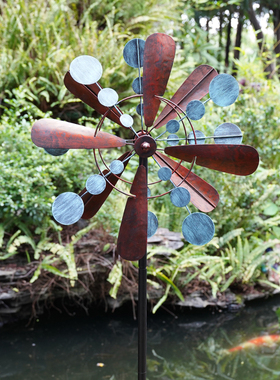 北欧风铁艺风车旋转创意户外转运摆件花园庭院院子草坪布置装饰品