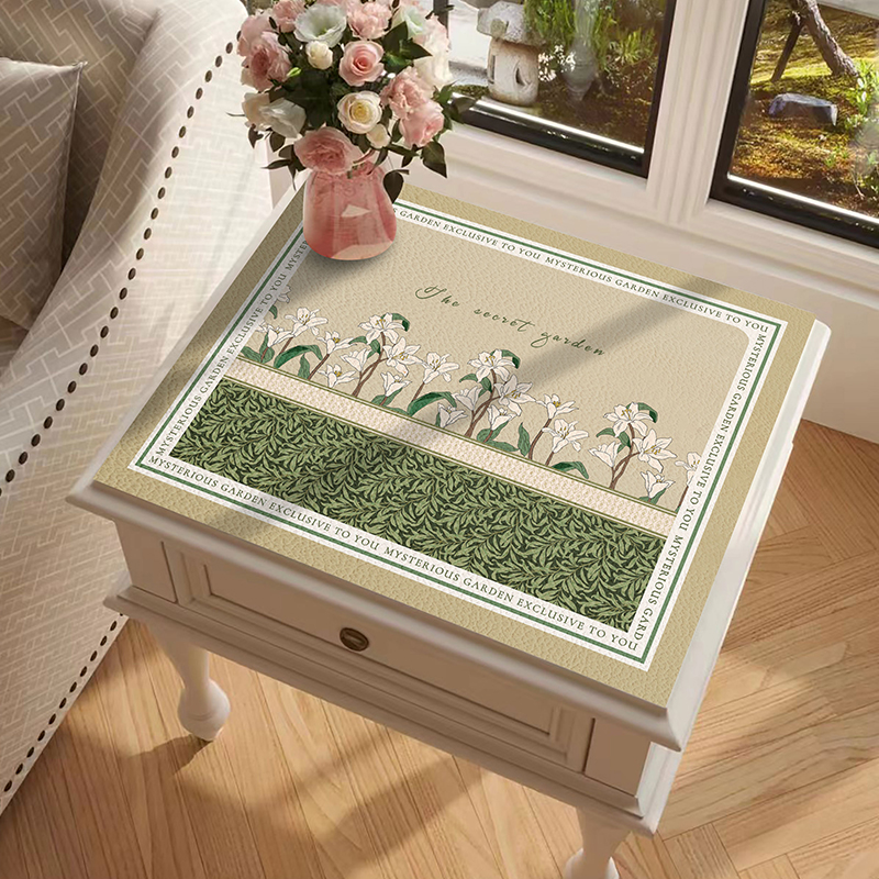 床头柜盖布防尘皮革垫复古美式油画风滚筒洗衣机垫防烫台面垫盖巾