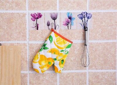 好货5pcs/lot Strong Home Kitchen Hooks Flower Design Suction