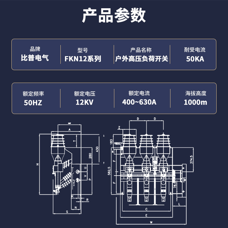 户内高压负荷开关FN12 FKRN-12/630A环网柜内压气式手动电动10KV