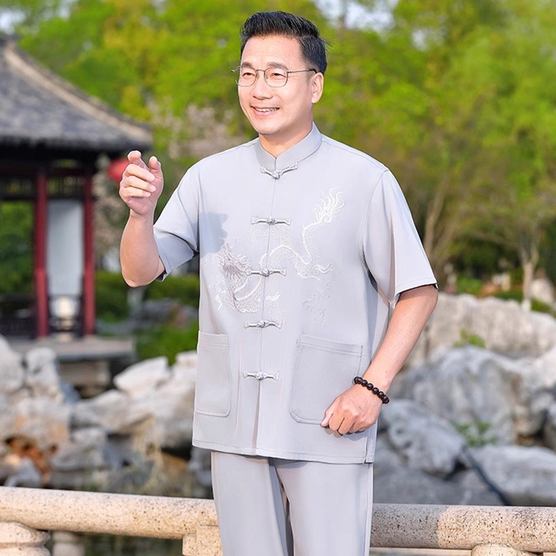 好货唐装男中老年人新中式国风夏季衣服爷爷短袖爸爸夏装套装2025
