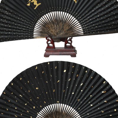 好货仙宝定制刻字棕竹扇子纯手工制作全棕黑纸工艺品折扇