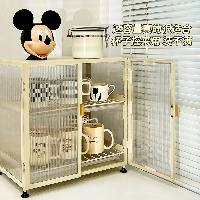 日式杯子收纳柜家用桌面杯架水杯收纳盒防尘带盖子大容量沥水置物