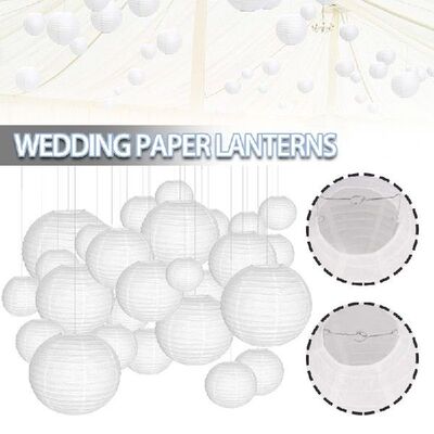 好货30Pcs Chinese Paper Lanterns DIY White Hanging Lanterns