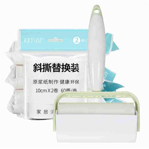 新品新品粘毛g器滚筒除尘刷衣物服沾毛器配可撕式替换除尘纸斜撕.