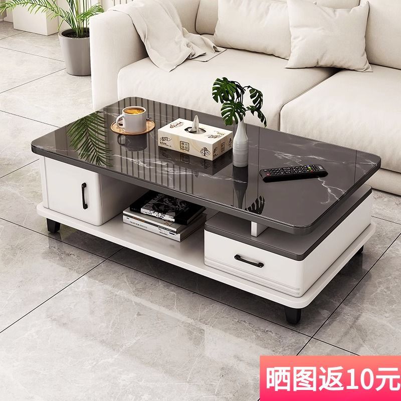 茶几客厅家用轻奢简约现代小户型办公室茶台欧式钢化玻璃茶几桌子