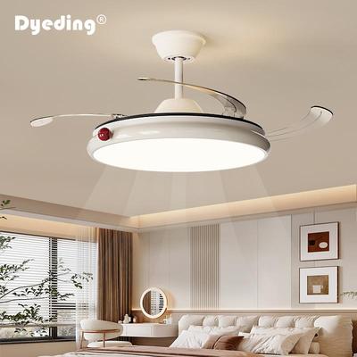 隐形风扇灯餐厅奶油风2024新款简约现代电扇高亮全光谱网红卧室灯