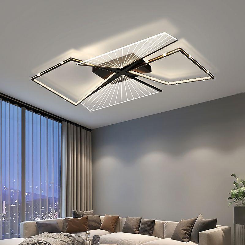 客厅灯简约现代大气长方形吸顶灯饰轻奢高档大灯全屋灯具套餐组合