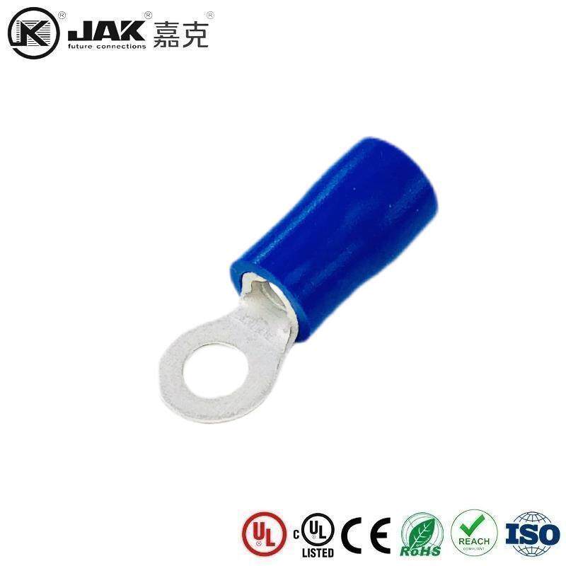 JAK冷压端子RV2-4LM4螺口绝缘套圆形紫铜端头O型裸端有认证KST