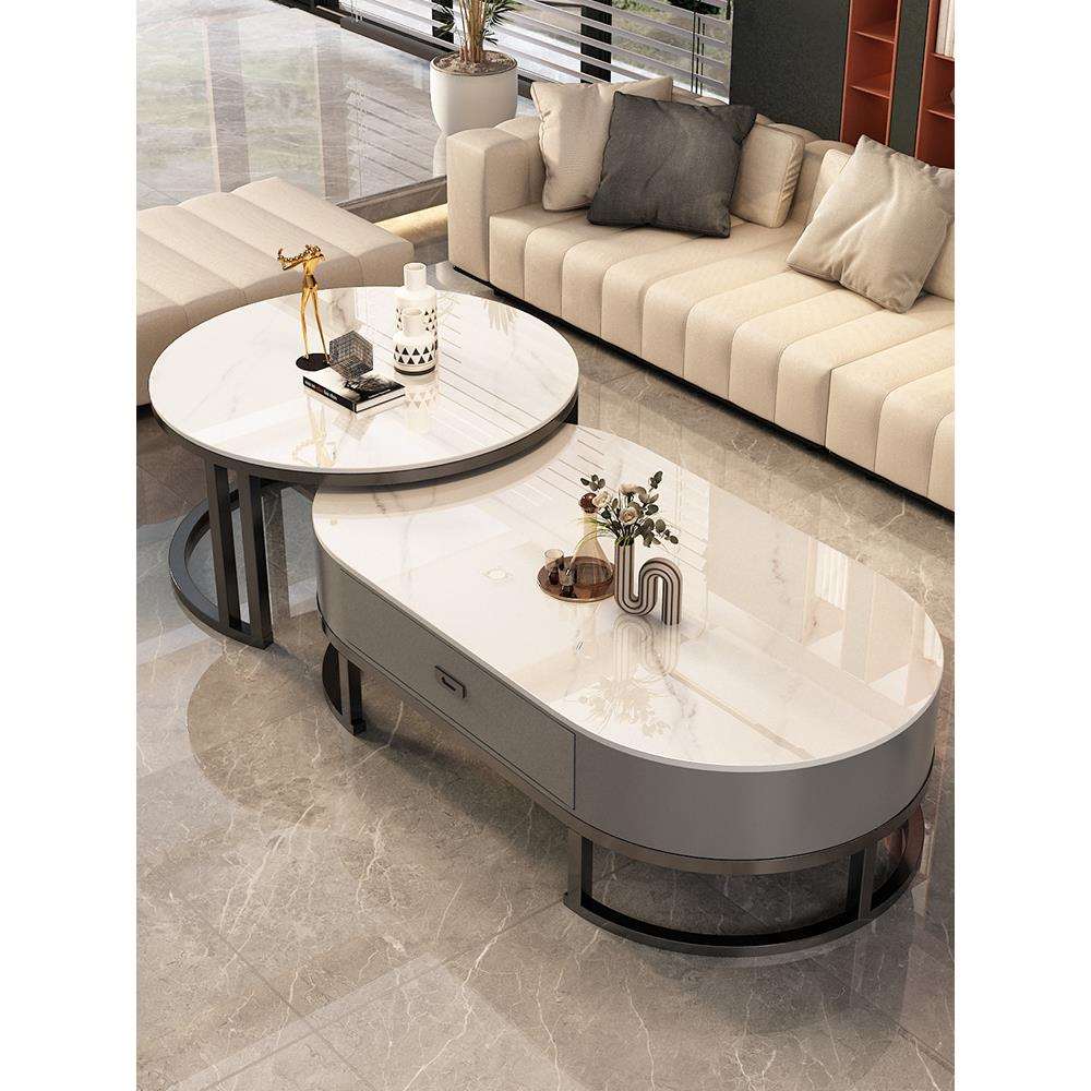 2025新款岩板茶几客厅家用极简小户型折叠简易小型茶桌轻奢J&