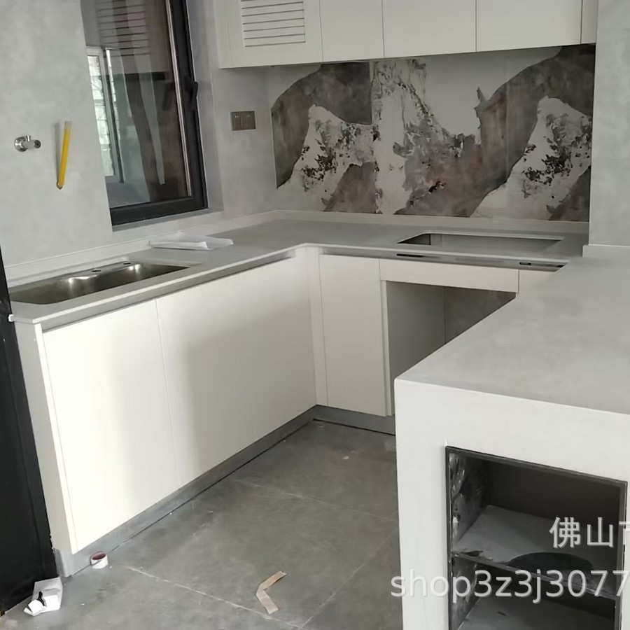 厂家供应人造石厨房一体台面 开放式厨房家具石英石台面橱柜