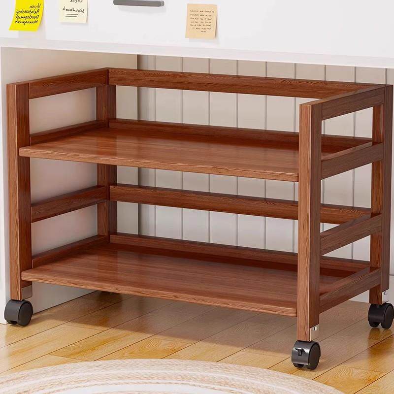 打印机置物架实木储物柜办公桌下文件收纳架多层复印机移动托架