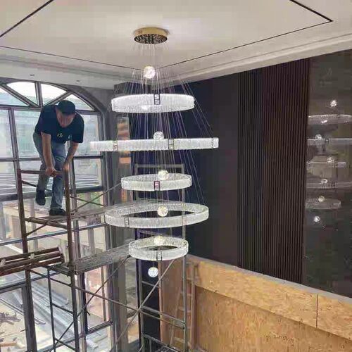 复式楼别墅大吊灯现代轻奢挑