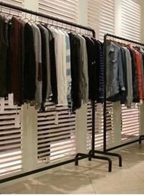 黑色衣架服装店专用展示架挂衣杆架子落地式家用货架阳台店陈列by