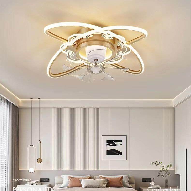 风扇灯轻奢客厅餐厅卧室吸顶吊顶灯现代简约餐吊风扇一体灯摇头灯