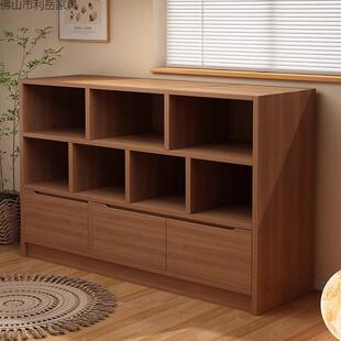 书柜储物柜一体靠墙置物柜客厅墙边小窄柜卧室床边矮柜子飘窗书架