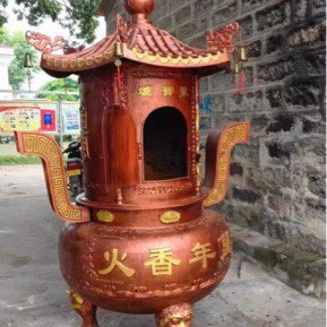 妈祖庙祠堂铸铁焚经炉宗祠堂大圆肚化钱金炉寺院烧纸炉户外元宝炉