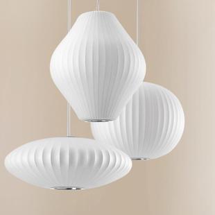 北欧尼尔森蚕丝吊灯泡泡仿蚕丝日式 饭馆门店气泡灯饰照明 餐厅中式