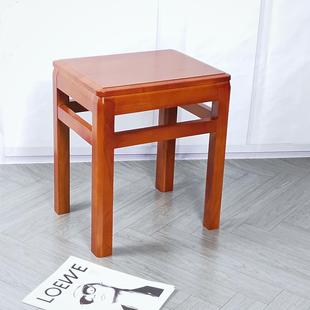 9W全实木四方凳家用餐桌凳可叠放原木凳饭店凳中式仿古板凳学生木
