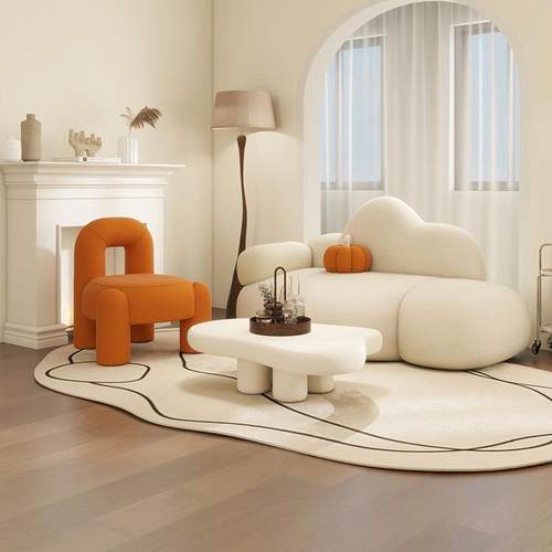 现代简约云朵沙发家用客厅小户型服装店接待布艺沙发茶几组合