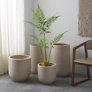 大口径高深陶瓷花盆磨砂质感透气家装办公通用高档绿植落地摆件