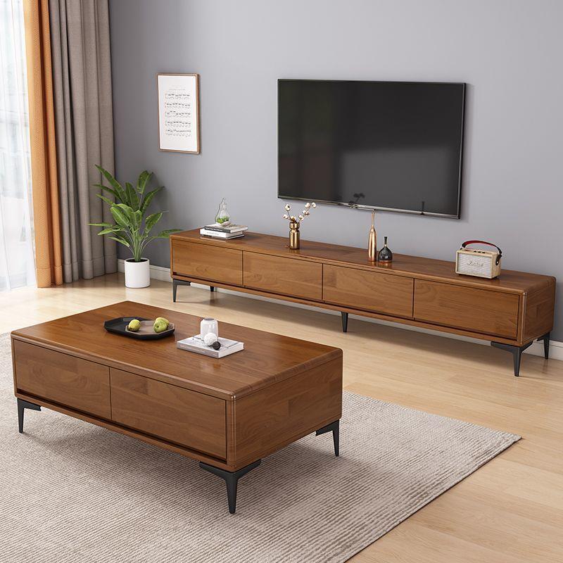 全实木电视柜茶几组合北欧现代简约小户型客厅卧室家用储物柜高柜