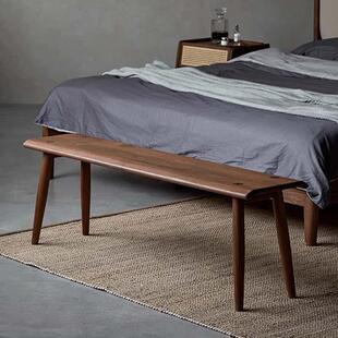 北美黑胡桃木长凳简约时尚餐桌凳樱桃木床尾凳复古餐凳实木长条凳