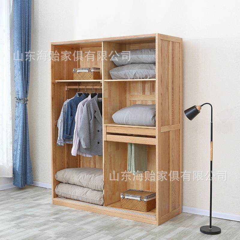 推拉门衣柜现代简约实木衣柜儿童衣橱出租房家用卧室移门衣柜