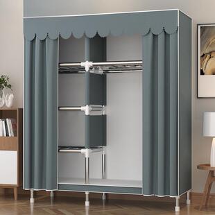 简易衣柜出租房用布衣柜家用卧室组装柜子钢管加粗加固收纳架衣橱