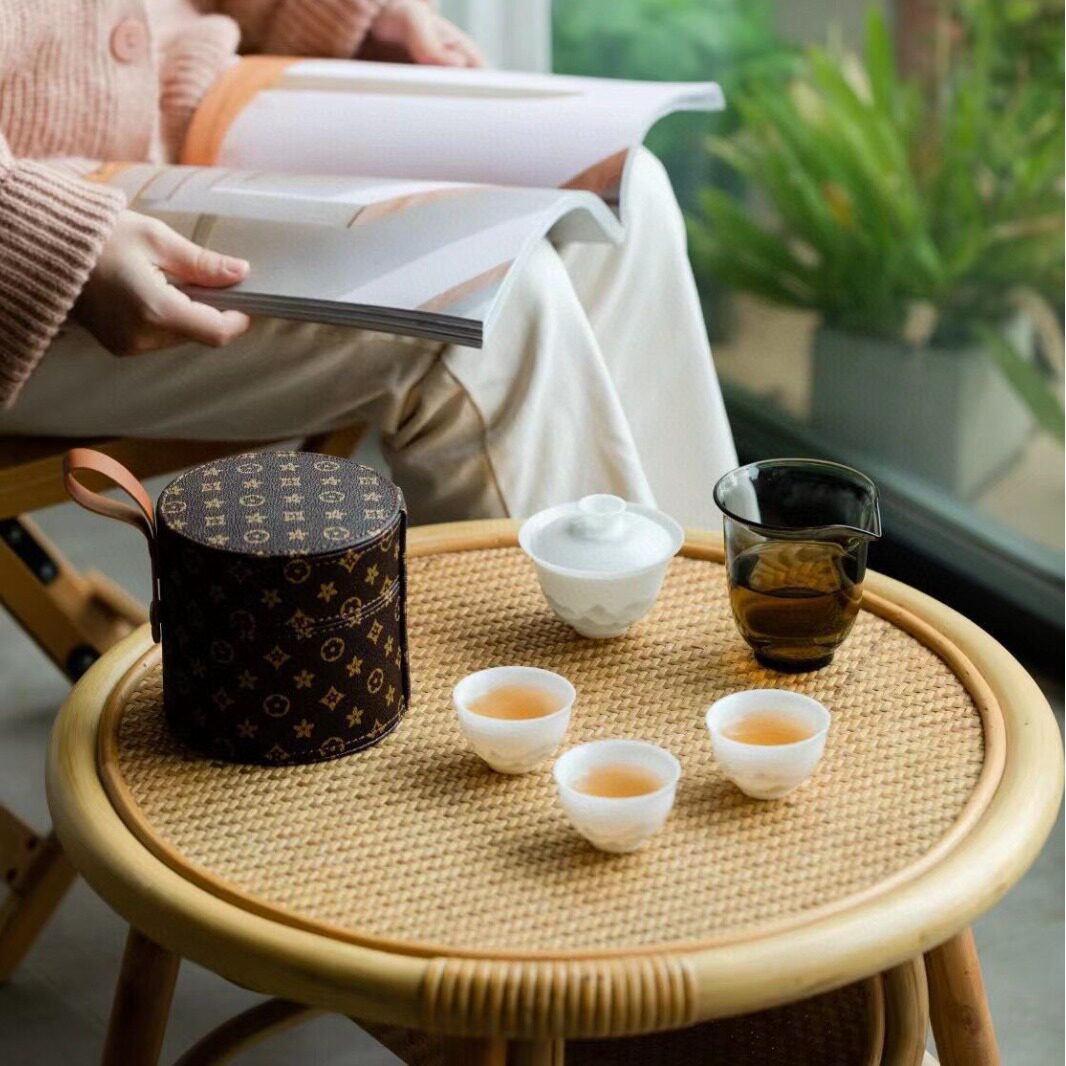 冰种玉瓷水墨山水旅行茶具套装