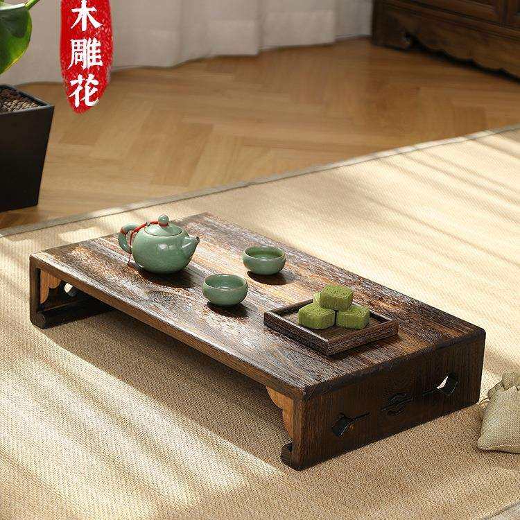 中式复古小茶几榻榻米茶桌实木飘窗小桌子阳台矮桌家用坑几坐地桌