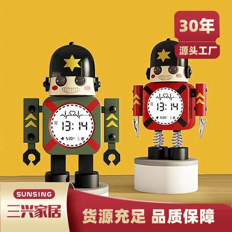 工厂数字LCD闹钟电子智能学生专用时钟男女孩创意机器人座钟
