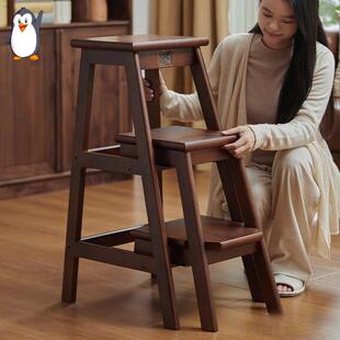 实木梯凳家用梯子多功能折叠梯登高楼梯凳子两用置物架爬梯三步梯