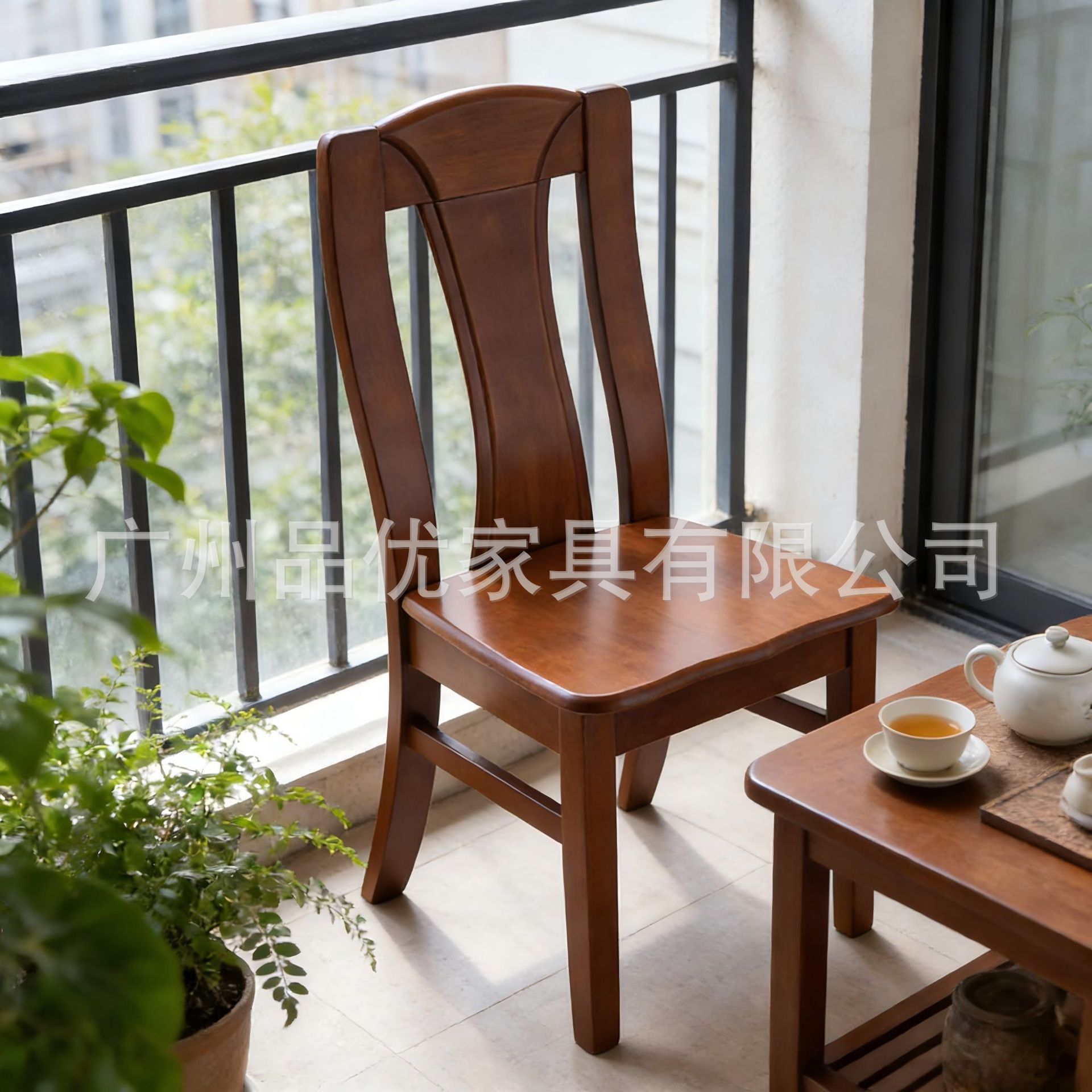 全实木榫卯加厚免安装靠背餐椅